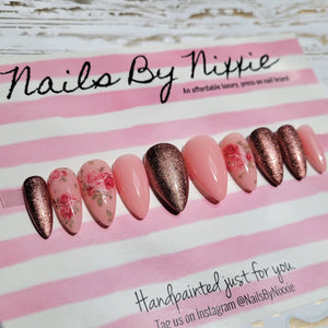 Pink Floral nail set